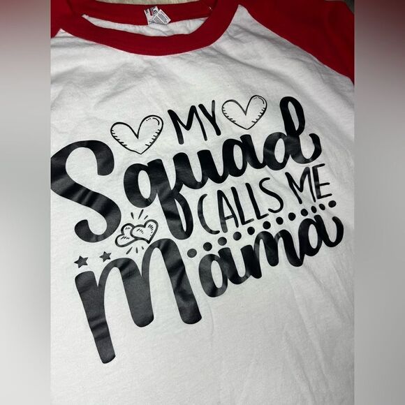 “My Squad calls me Mama” unbranded 3/4 baseball style tee sz 3X - Picture 2 of 7